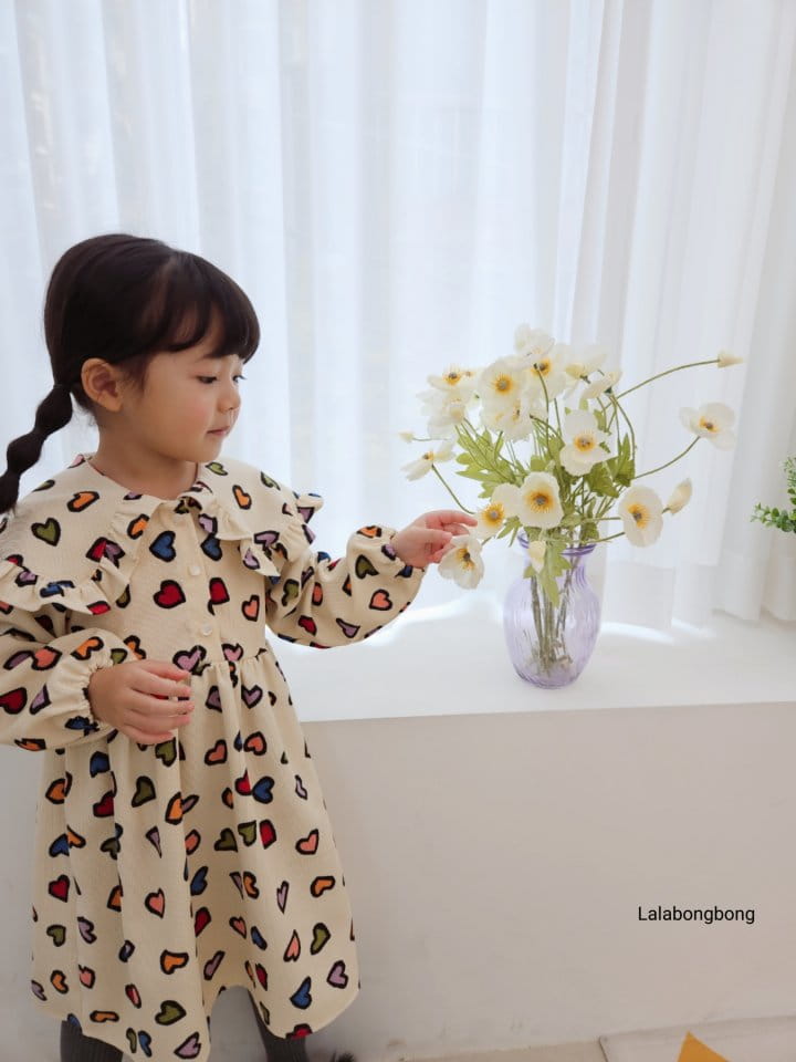 Lalabongbong - Korean Children Fashion - #fashionkids - Heart Collar One-piece