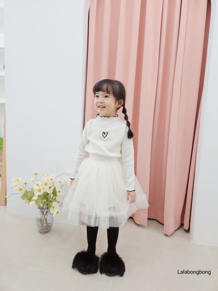 Lalabongbong - Korean Children Fashion - #kidsshorts - Heart Terry Tee - 3