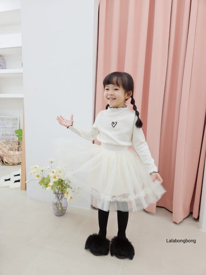 Lalabongbong - Korean Children Fashion - #kidsshorts - Heart Terry Tee - 4