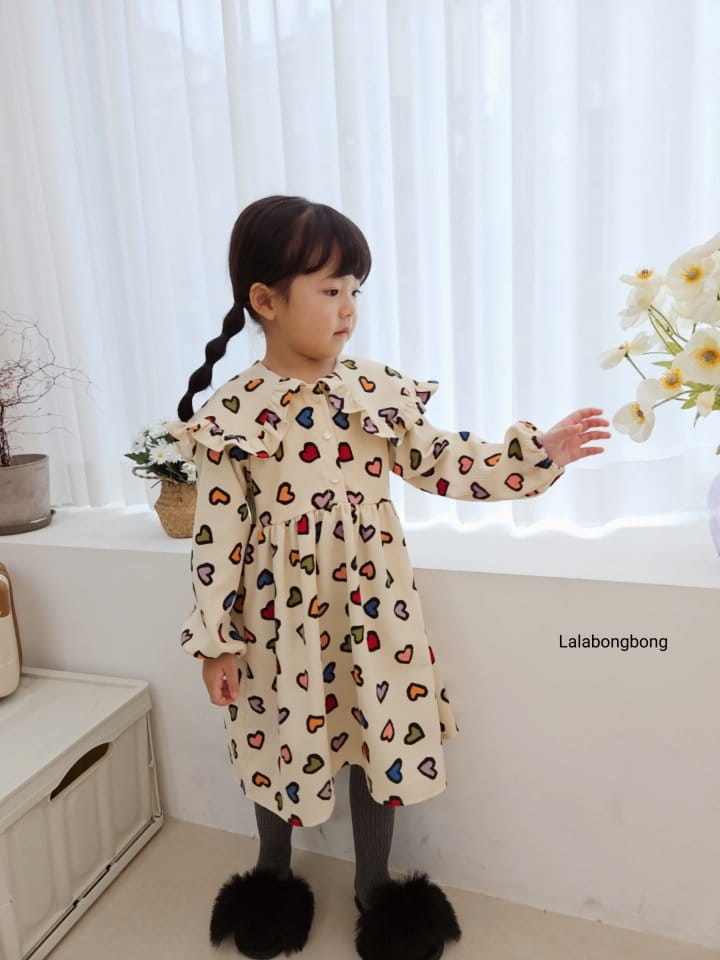 Lalabongbong - Korean Children Fashion - #kidsstore - Heart Collar One-piece - 3