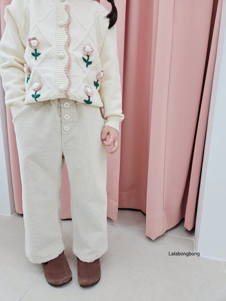 Lalabongbong - Korean Children Fashion - #kidzfashiontrend - Button Rib Pants - 8