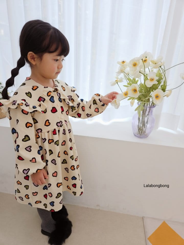 Lalabongbong - Korean Children Fashion - #kidsstore - Heart Collar One-piece - 4