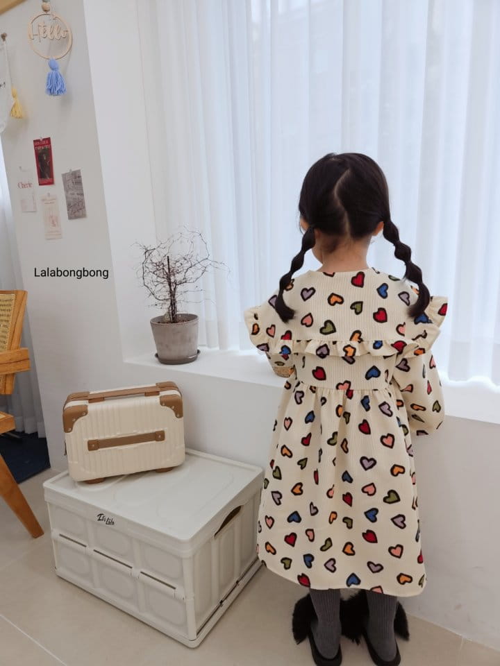 Lalabongbong - Korean Children Fashion - #magicofchildhood - Heart Collar One-piece - 7