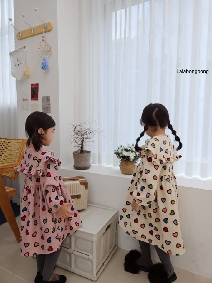 Lalabongbong - Korean Children Fashion - #minifashionista - Heart Collar One-piece - 8