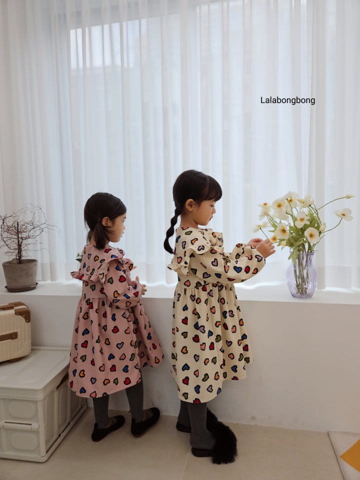 Lalabongbong - Korean Children Fashion - #prettylittlegirls - Heart Collar One-piece - 9