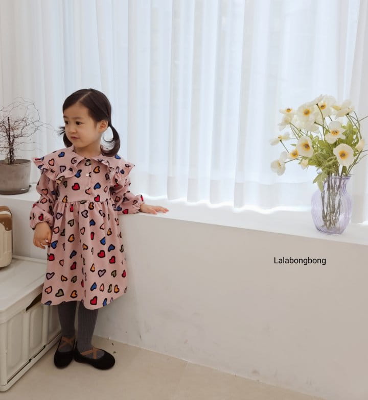 Lalabongbong - Korean Children Fashion - #stylishchildhood - Heart Collar One-piece - 12