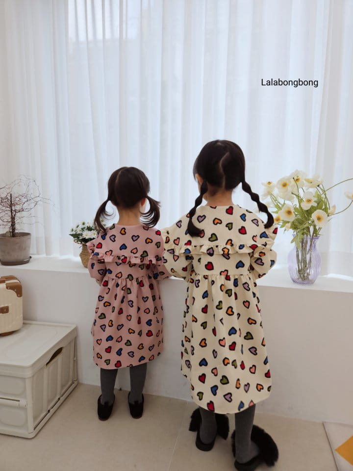 Lalabongbong - Korean Children Fashion - #todddlerfashion - Heart Collar One-piece - 10