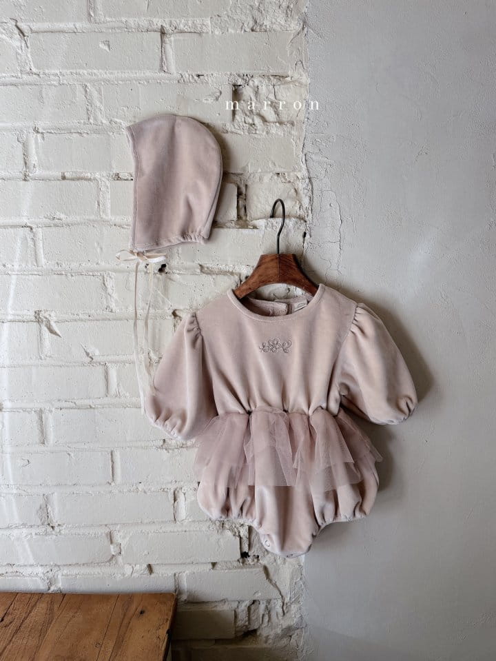 Marron Kid - Korean Baby Fashion - #babyboutique - Ply Veloure Bodysuit with Bonnet - 7