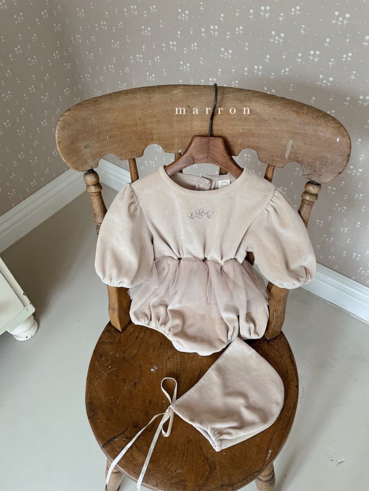 Marron Kid - Korean Baby Fashion - #babyboutique - Ply Veloure Bodysuit with Bonnet - 8