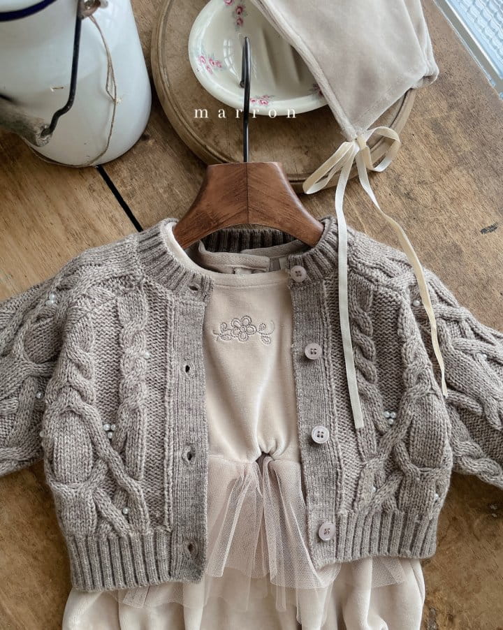 Marron Kid - Korean Baby Fashion - #babyfashion - Ply Veloure Bodysuit with Bonnet - 11