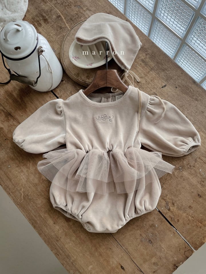 Marron Kid - Korean Baby Fashion - #onlinebabyboutique - Ply Veloure Bodysuit with Bonnet - 5