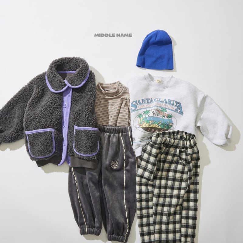 Middle Name - Korean Children Fashion - #discoveringself - Fleece Check Pants - 7