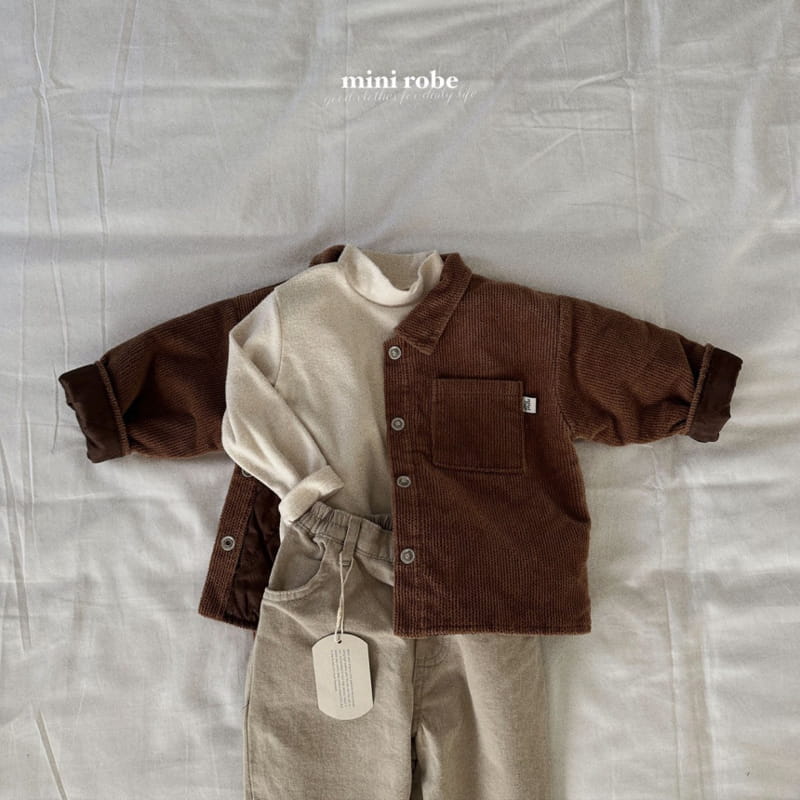 Mini Robe - Korean Baby Fashion - #babyoutfit - Sha Fleece Turtleneck Tee - 12