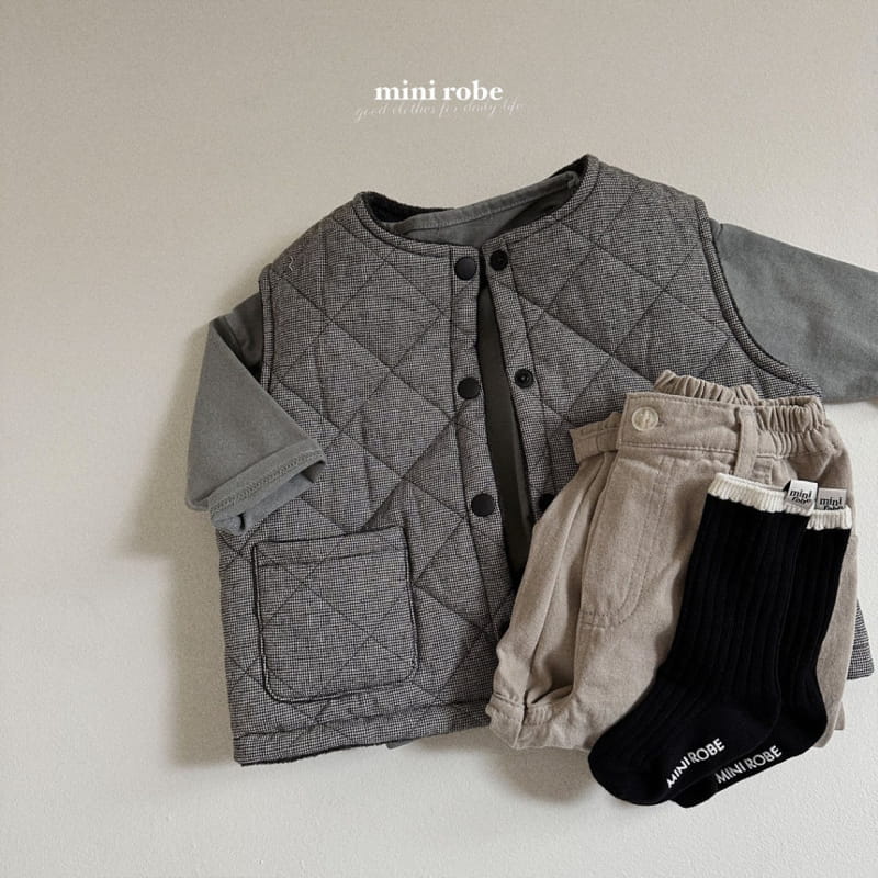 Mini Robe - Korean Baby Fashion - #babywear - Checks Vest - 10