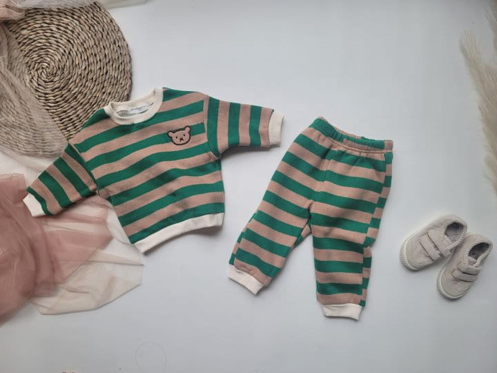 Moran - Korean Children Fashion - #toddlerclothing - Terry Bear Top Bottom Set - 2