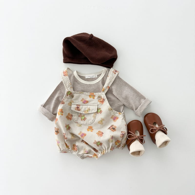 Oott Bebe - Korean Baby Fashion - #babyboutique - Bear Friend Dungarees Bodysuit - 5