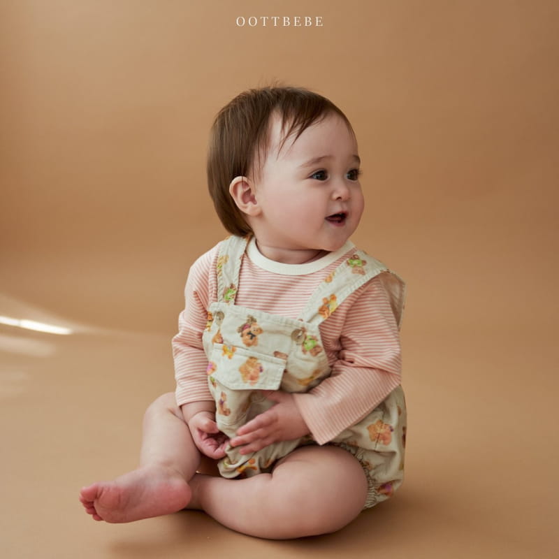 Oott Bebe - Korean Baby Fashion - #babyboutiqueclothing - Bear Friend Dungarees Bodysuit - 6