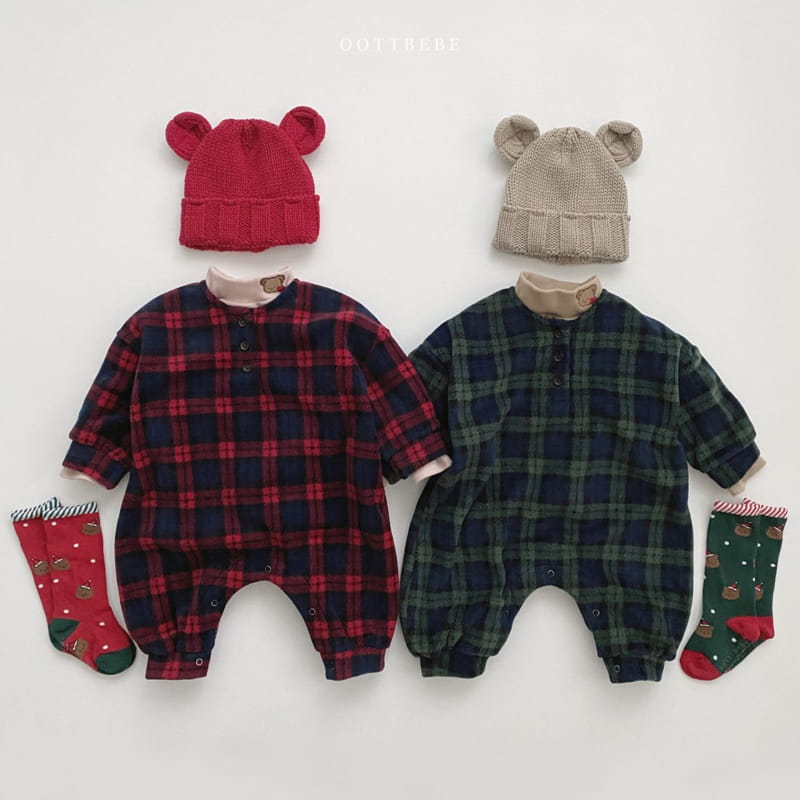 Oott Bebe - Korean Baby Fashion - #babyboutiqueclothing - Merry Check Bodysuit - 3