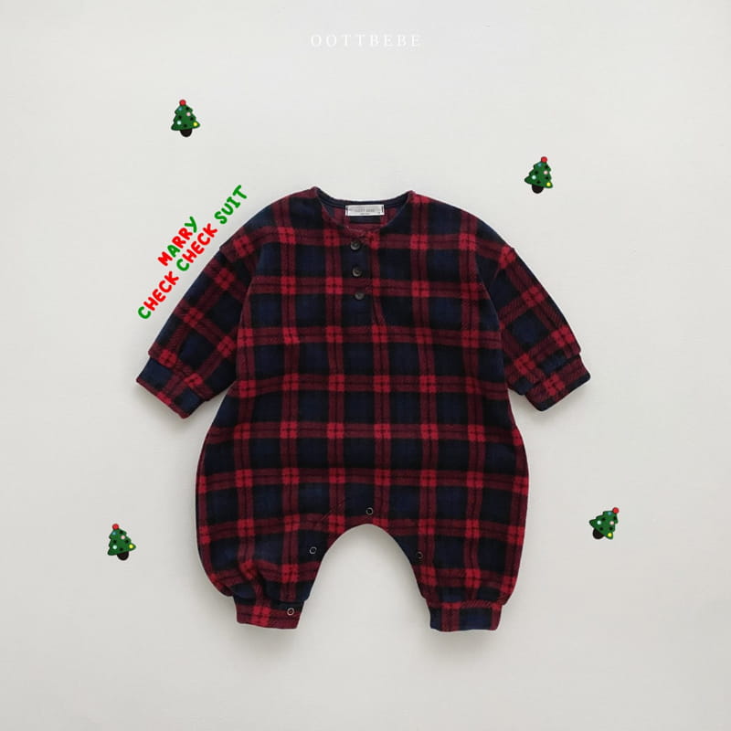 Oott Bebe - Korean Baby Fashion - #babyboutiqueclothing - Merry Check Bodysuit - 4
