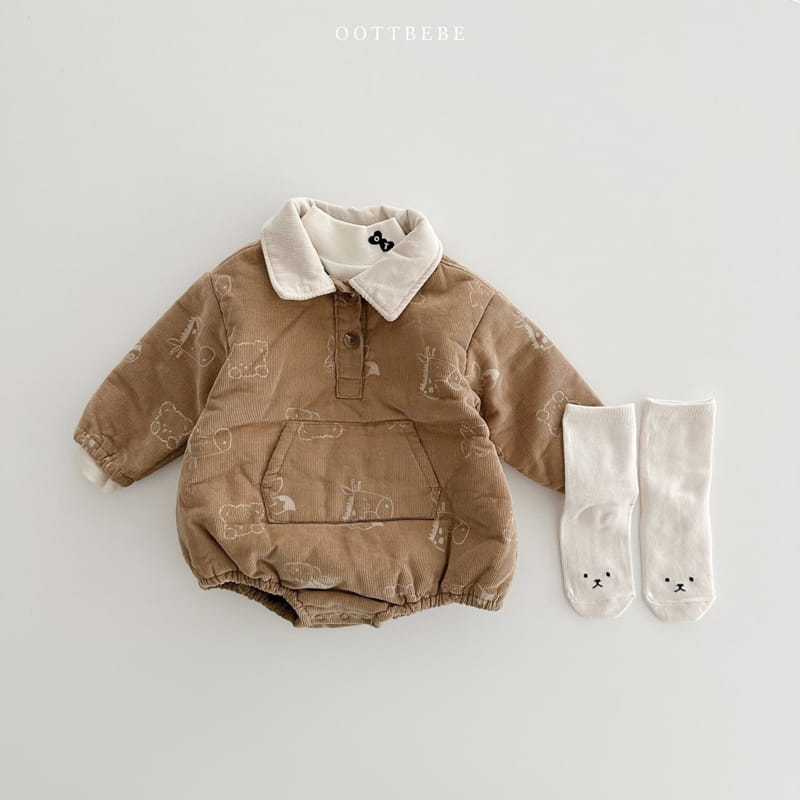 Oott Bebe - Korean Baby Fashion - #babyoutfit - Bear Rib Bodysuit - 8