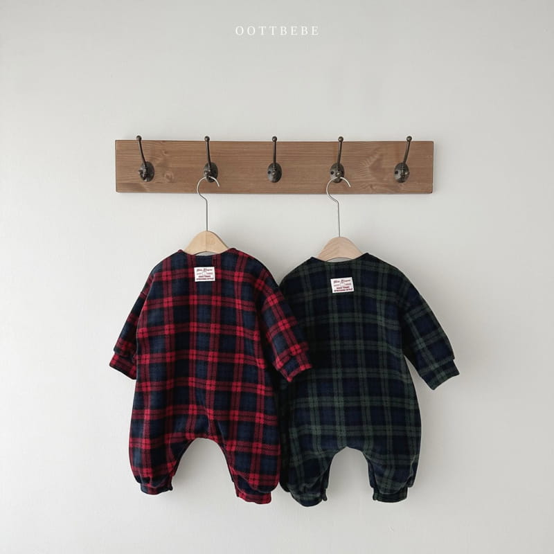 Oott Bebe - Korean Baby Fashion - #babyoutfit - Merry Check Bodysuit - 11