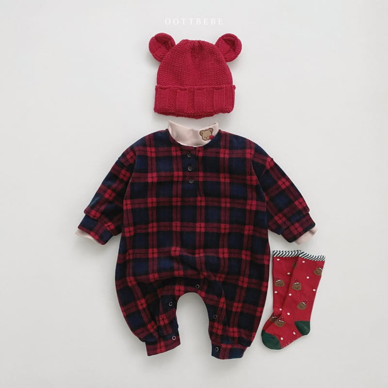 Oott Bebe - Korean Baby Fashion - #smilingbaby - Merry Check Bodysuit