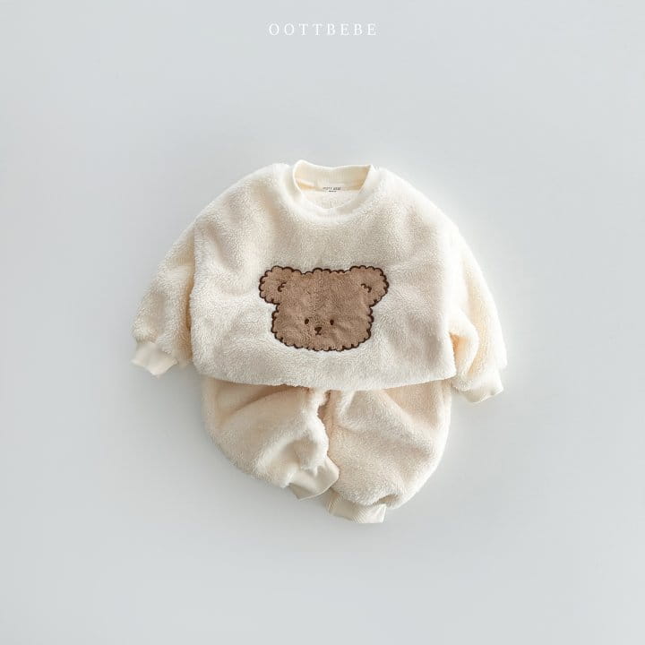 Oott Bebe - Korean Children Fashion - #fashionkids - Cozy Fleece Top Bottom Set