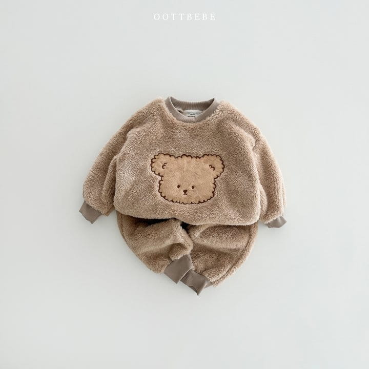 Oott Bebe - Korean Children Fashion - #kidsshorts - Cozy Fleece Top Bottom Set - 2