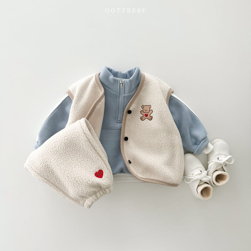 Oott Bebe - Korean Children Fashion - #kidsshorts - Cozy Fleece Vest Set - 9