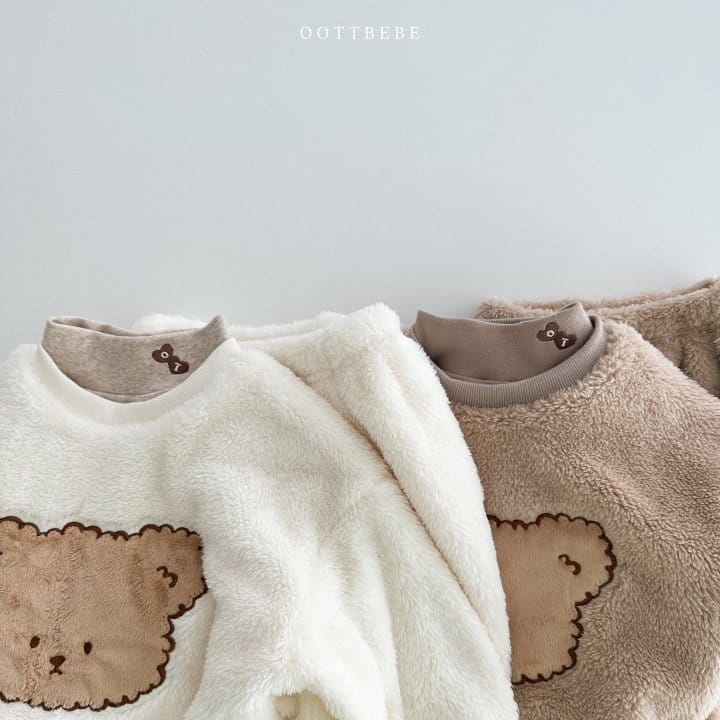 Oott Bebe - Korean Children Fashion - #kidsstore - Cozy Fleece Top Bottom Set - 3