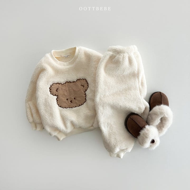 Oott Bebe - Korean Children Fashion - #kidsstore - Cozy Fleece Top Bottom Set - 4
