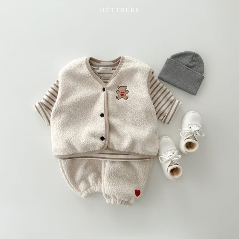 Oott Bebe - Korean Children Fashion - #minifashionista - Cozy Fleece Vest Set