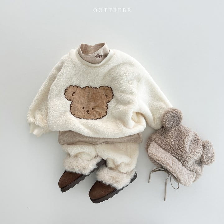 Oott Bebe - Korean Children Fashion - #toddlerclothing - Cozy Fleece Top Bottom Set - 11
