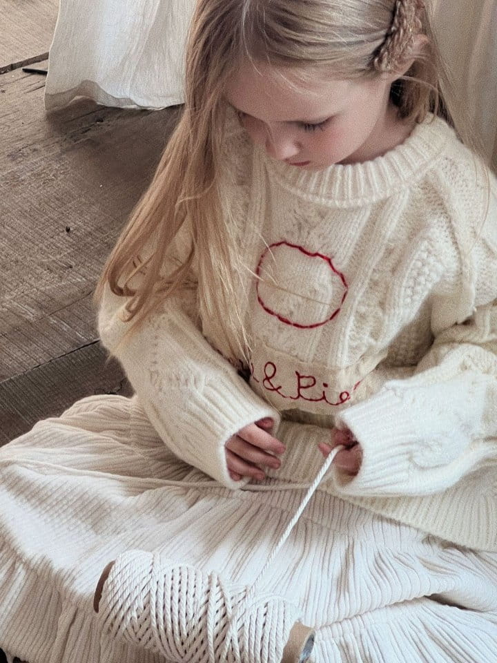 Otaly - Korean Children Fashion - #magicofchildhood - 3655Embroidery Over Knit Tee - 3