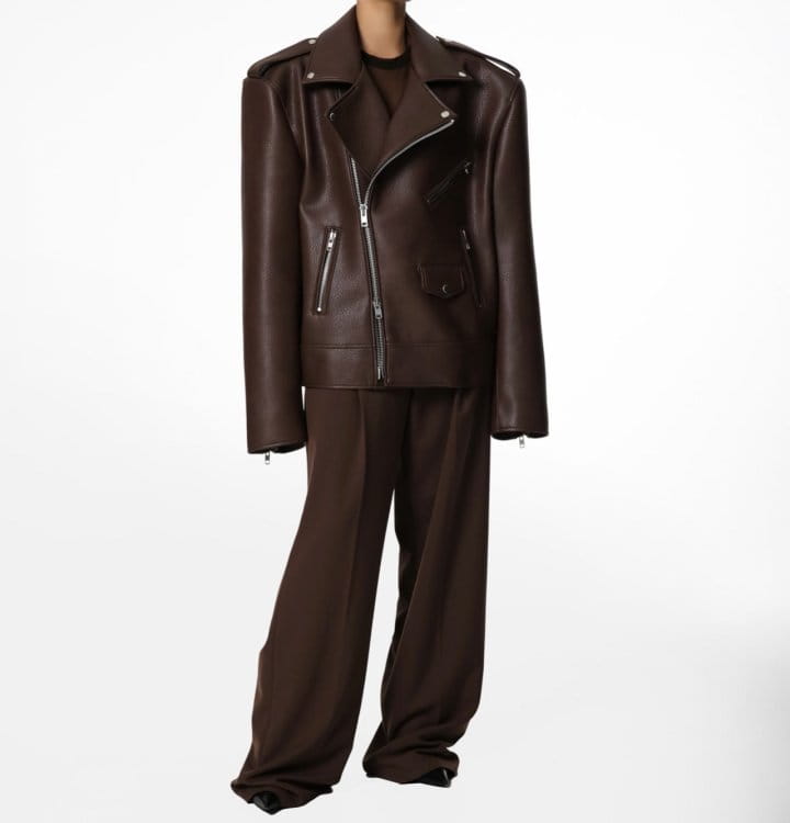 Paper Moon - Korean Women Fashion - #momslook - oversized chunky zipped vegan leather biker jacket - 2