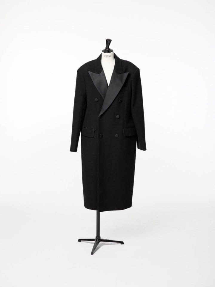 Paper Moon - Korean Women Fashion - #momslook - LUX Tuxedo satin peaked lapel tweed double breasted coat