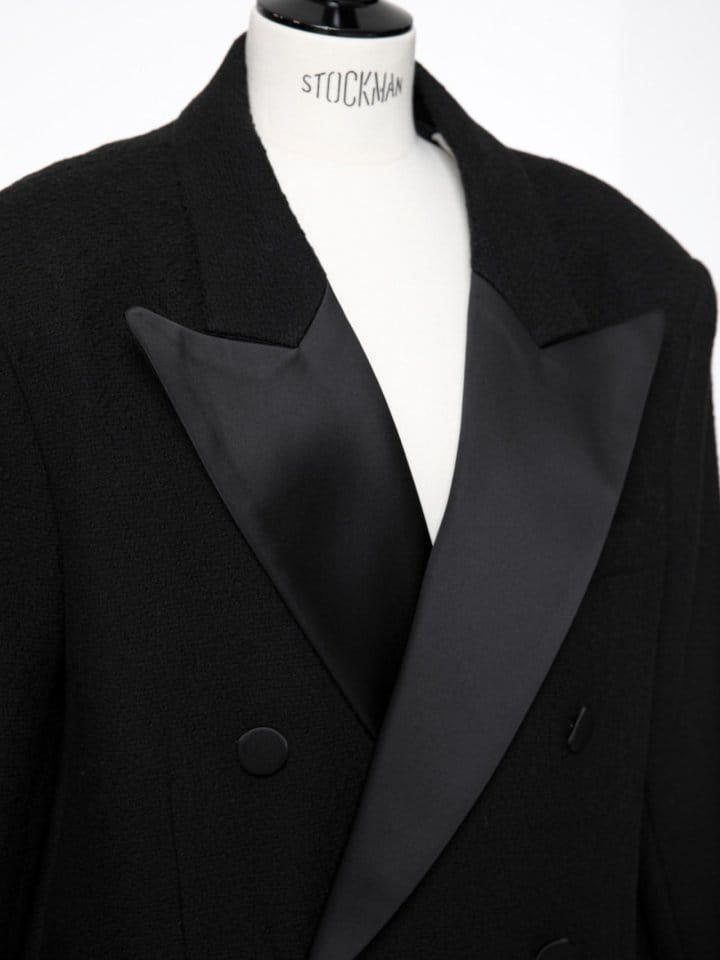 Paper Moon - Korean Women Fashion - #momslook - LUX Tuxedo satin peaked lapel tweed double breasted coat - 5