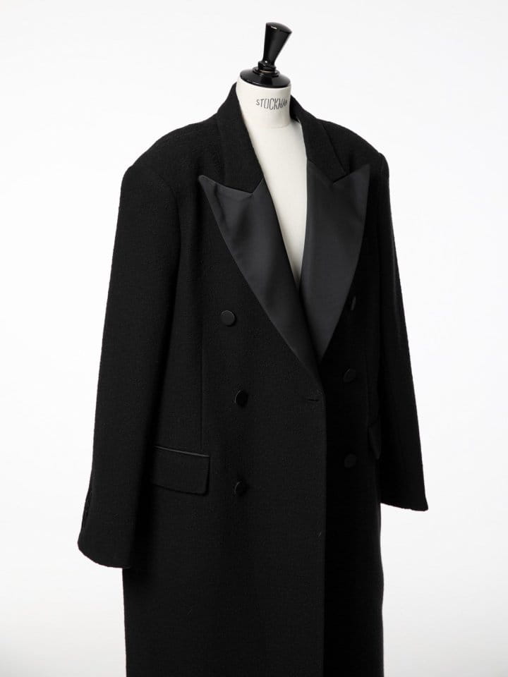 Paper Moon - Korean Women Fashion - #momslook - LUX Tuxedo satin peaked lapel tweed double breasted coat - 7