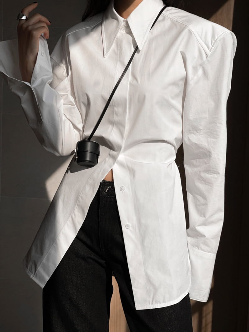 Paper Moon - Korean Women Fashion - #momslook - padded shoulder button down cotton shirt - 5
