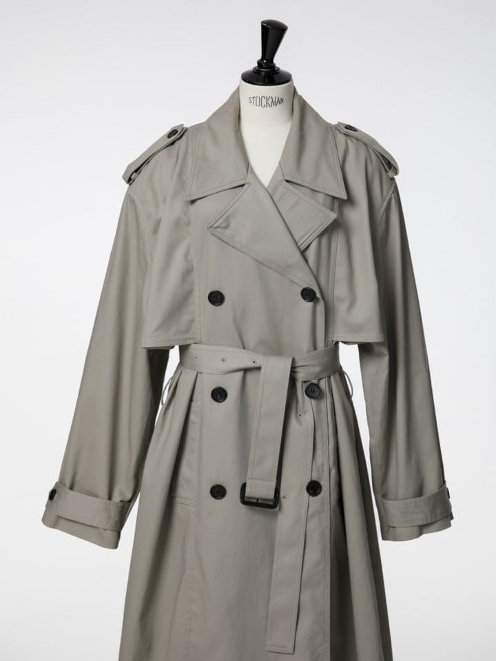 Paper Moon - Korean Women Fashion - #momslook - padded detail oversized double breasted trench coat - 3