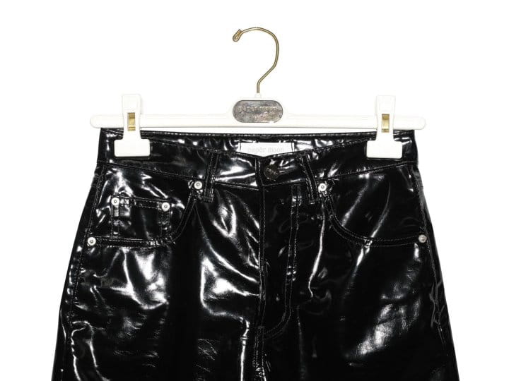 Paper Moon - Korean Women Fashion - #momslook - patent vegan leather coated straight pants - 8