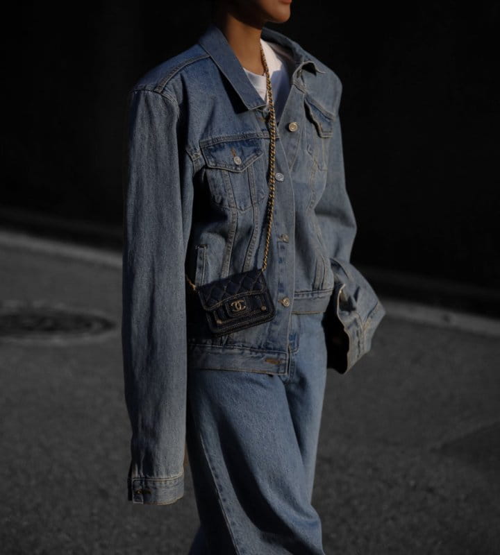 Paper Moon - Korean Women Fashion - #momslook - maxi padded shoulder oversized denim jacket