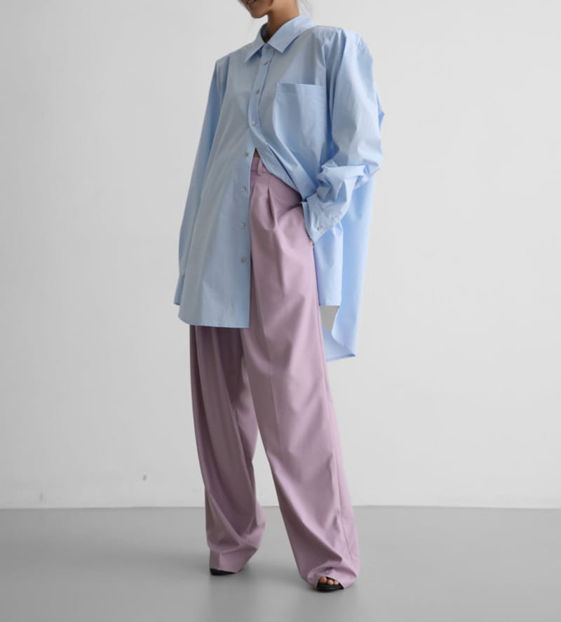 Paper Moon - Korean Women Fashion - #womensfashion - maxi oversized padded shoulder cotton button down shirt - 4