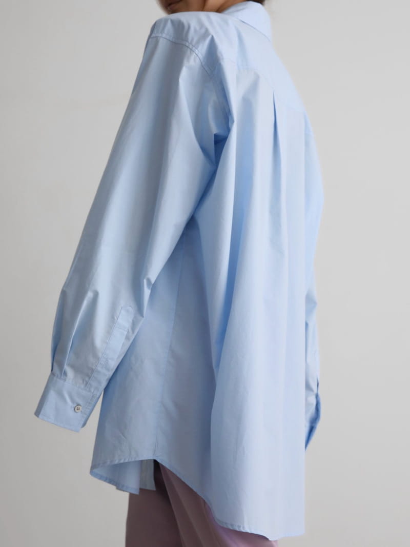 Paper Moon - Korean Women Fashion - #momslook - maxi oversized padded shoulder cotton button down shirt - 6
