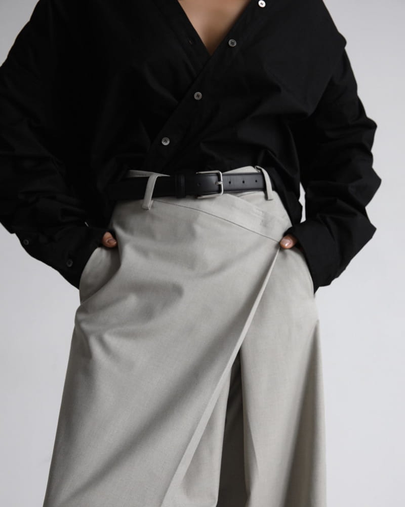 Paper Moon - Korean Women Fashion - #momslook - asymmetry pin tuck wide maxi trousers - 5