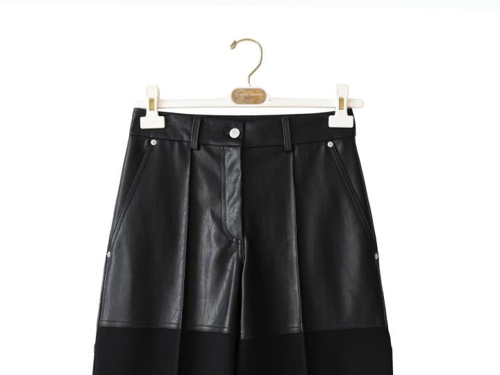 Paper Moon - Korean Women Fashion - #momslook - lambskin touch bi  fabric wide trousers - 8