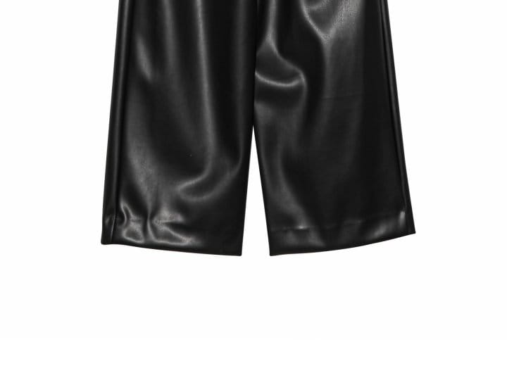 Paper Moon - Korean Women Fashion - #momslook - leather low waisted double pleats wide trousers - 11