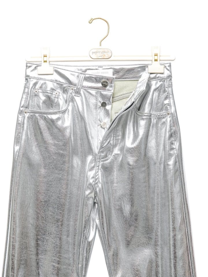 Paper Moon - Korean Women Fashion - #momslook - patent vegan leather coated straight pants - 11
