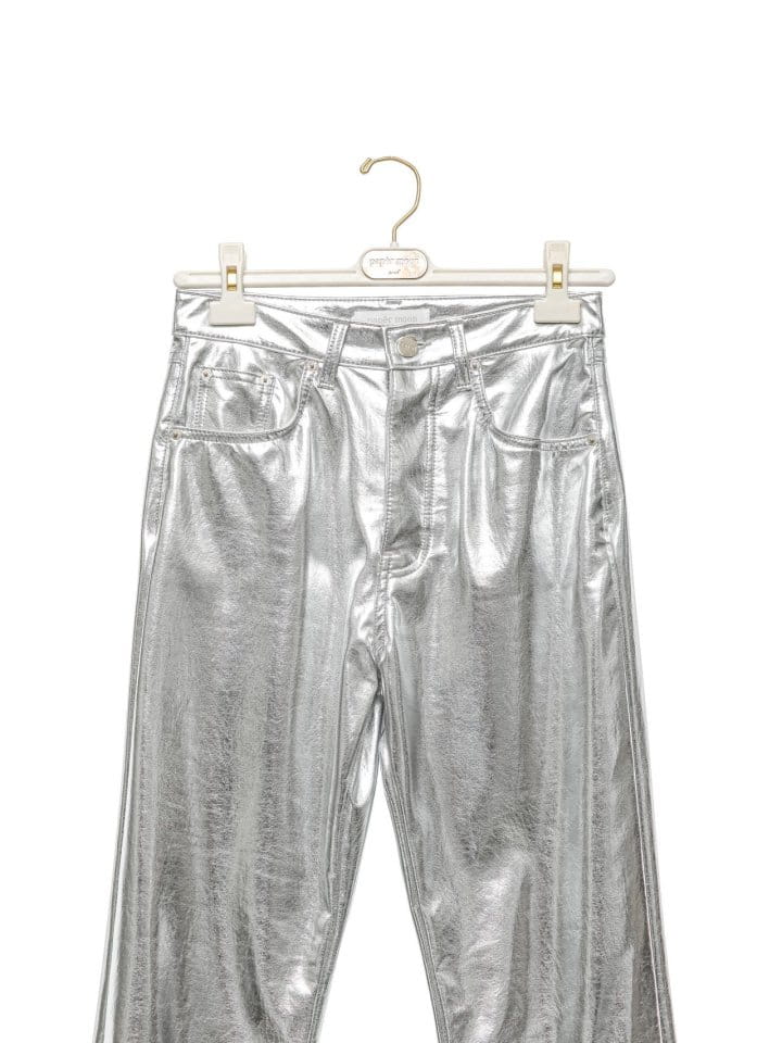 Paper Moon - Korean Women Fashion - #momslook - patent vegan leather coated straight pants - 9