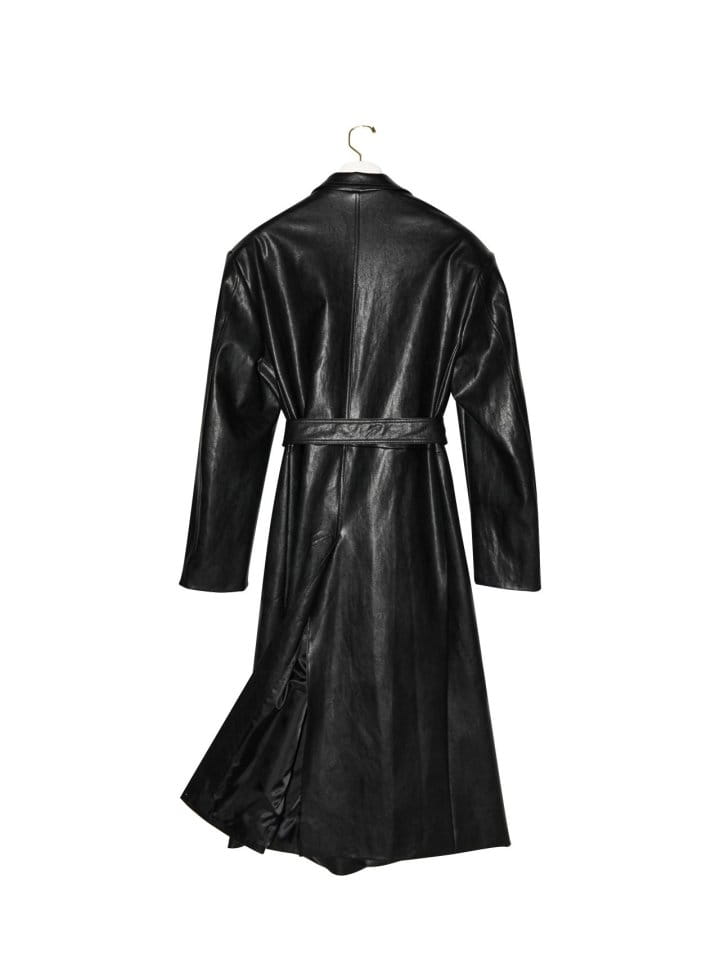 Paper Moon - Korean Women Fashion - #momslook - oversized vegan leather robe maxi coat - 7